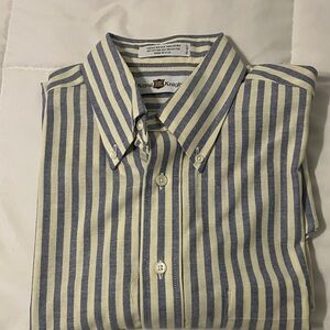 Striped Button-Down Shirt in Blue and White